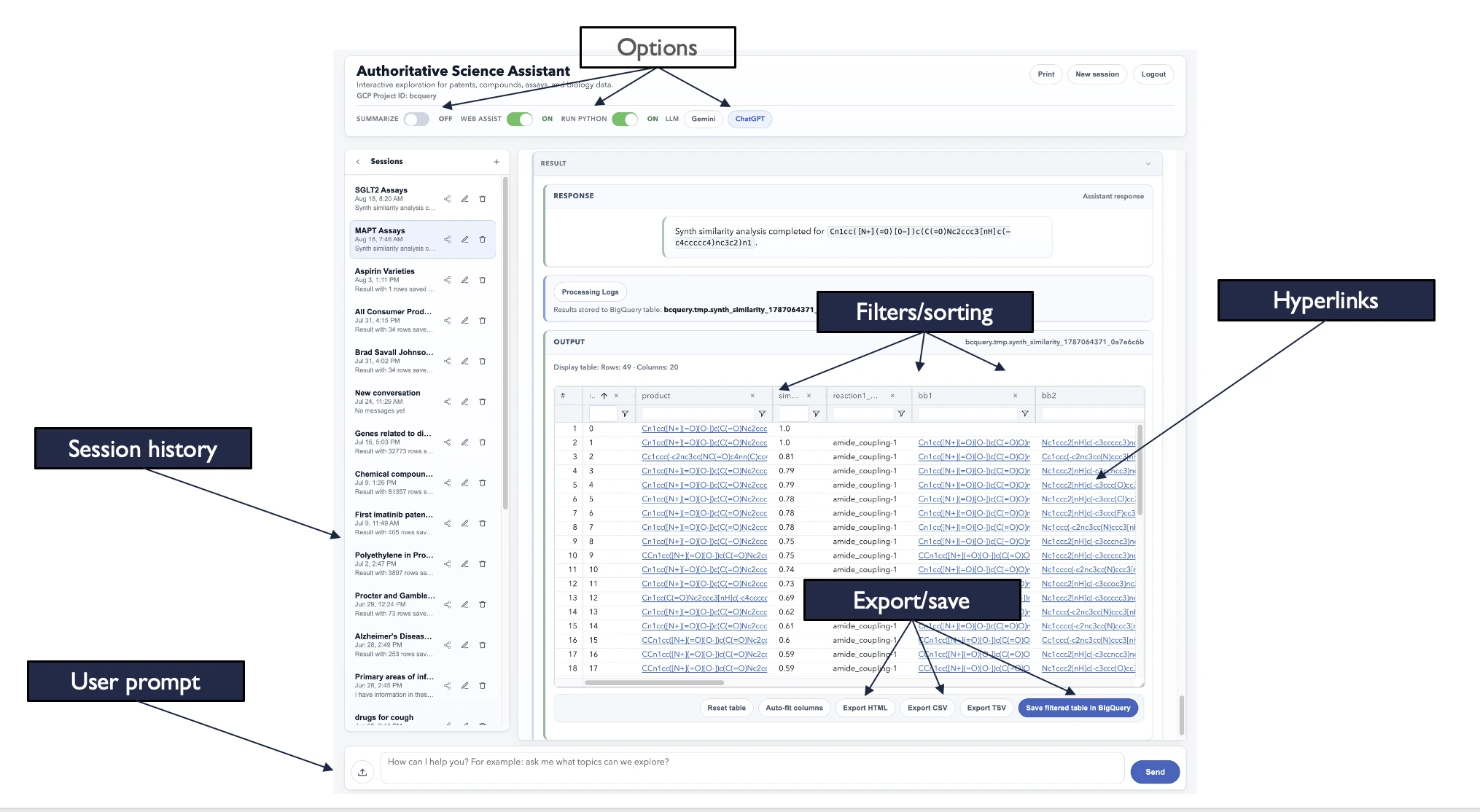 Annotated ChemQuery standalone application interface